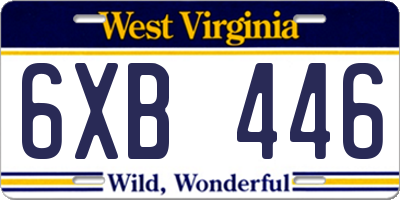 WV license plate 6XB446
