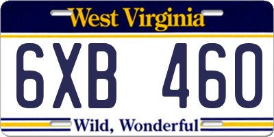 WV license plate 6XB460