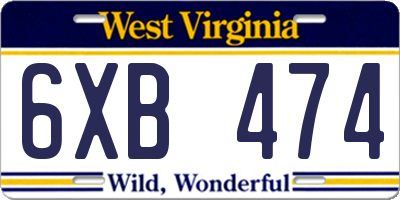 WV license plate 6XB474