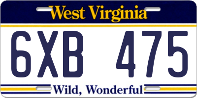 WV license plate 6XB475