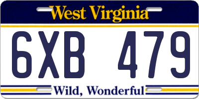 WV license plate 6XB479