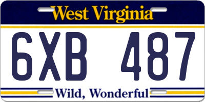 WV license plate 6XB487