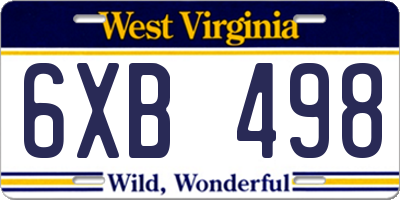 WV license plate 6XB498