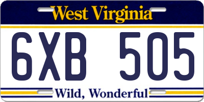 WV license plate 6XB505