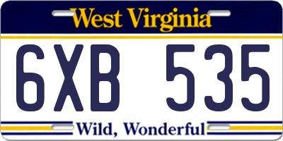 WV license plate 6XB535
