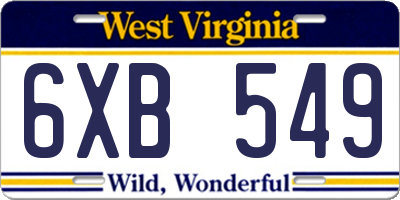 WV license plate 6XB549