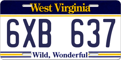 WV license plate 6XB637