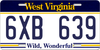 WV license plate 6XB639