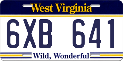 WV license plate 6XB641