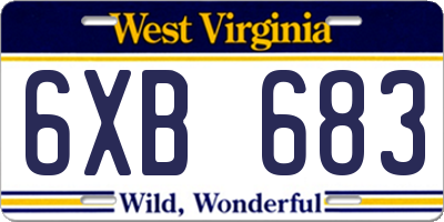 WV license plate 6XB683