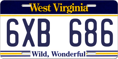 WV license plate 6XB686