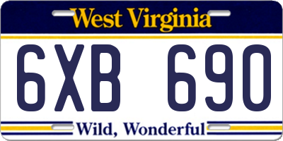 WV license plate 6XB690