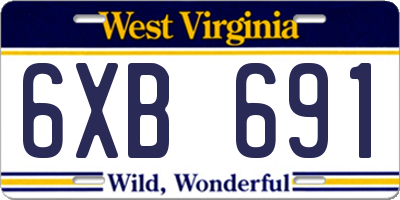 WV license plate 6XB691