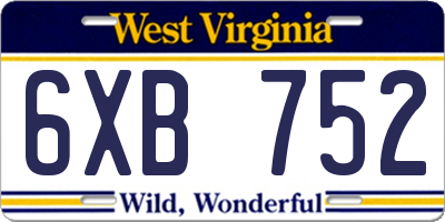 WV license plate 6XB752