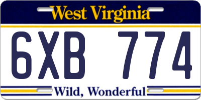 WV license plate 6XB774