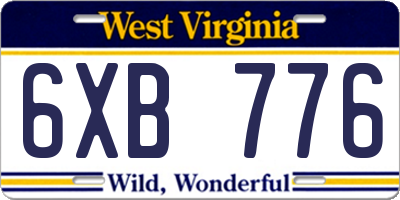 WV license plate 6XB776