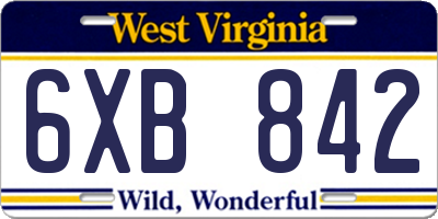 WV license plate 6XB842