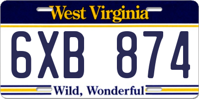 WV license plate 6XB874