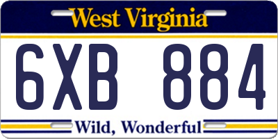 WV license plate 6XB884