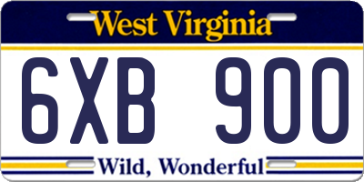 WV license plate 6XB900