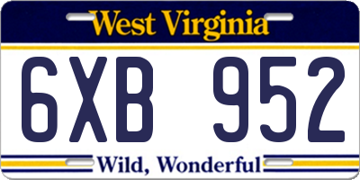 WV license plate 6XB952