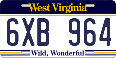 WV license plate 6XB964