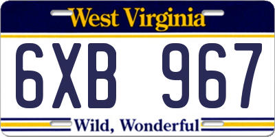 WV license plate 6XB967