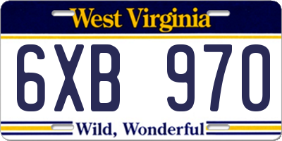 WV license plate 6XB970
