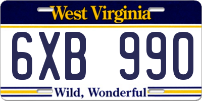 WV license plate 6XB990