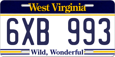 WV license plate 6XB993