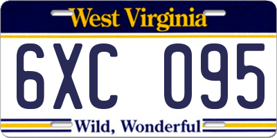 WV license plate 6XC095
