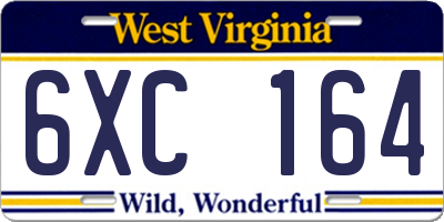 WV license plate 6XC164