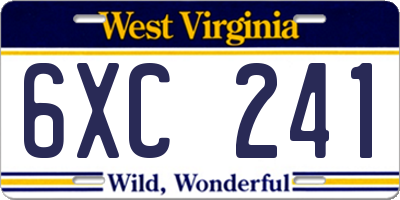 WV license plate 6XC241
