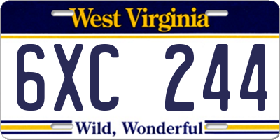 WV license plate 6XC244