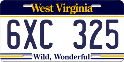 WV license plate 6XC325