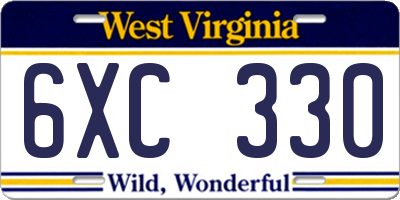 WV license plate 6XC330