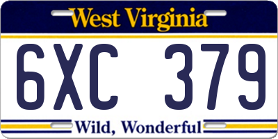 WV license plate 6XC379