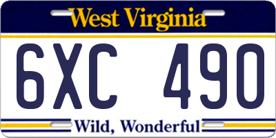 WV license plate 6XC490