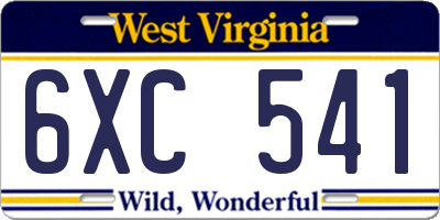 WV license plate 6XC541