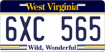 WV license plate 6XC565