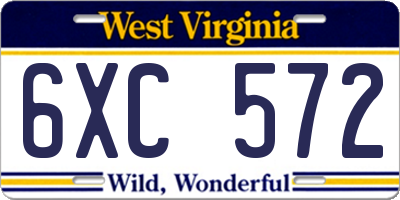 WV license plate 6XC572