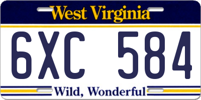 WV license plate 6XC584