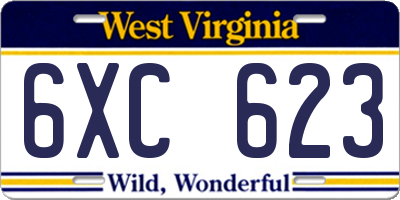 WV license plate 6XC623