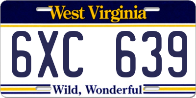 WV license plate 6XC639