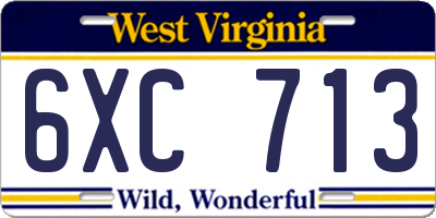 WV license plate 6XC713