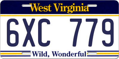 WV license plate 6XC779