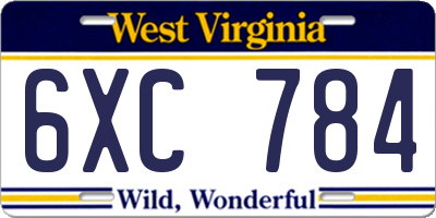 WV license plate 6XC784