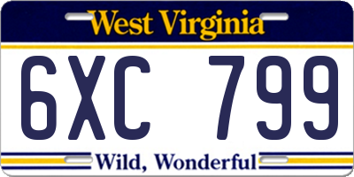 WV license plate 6XC799