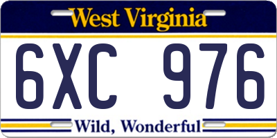 WV license plate 6XC976