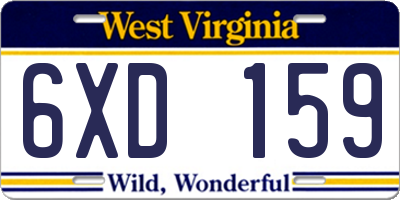 WV license plate 6XD159
